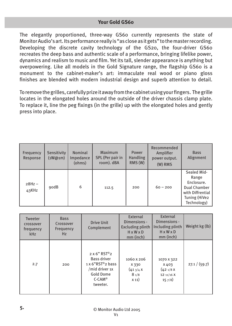 Monitor Audio GS60 User Manual | Page 7 / 16