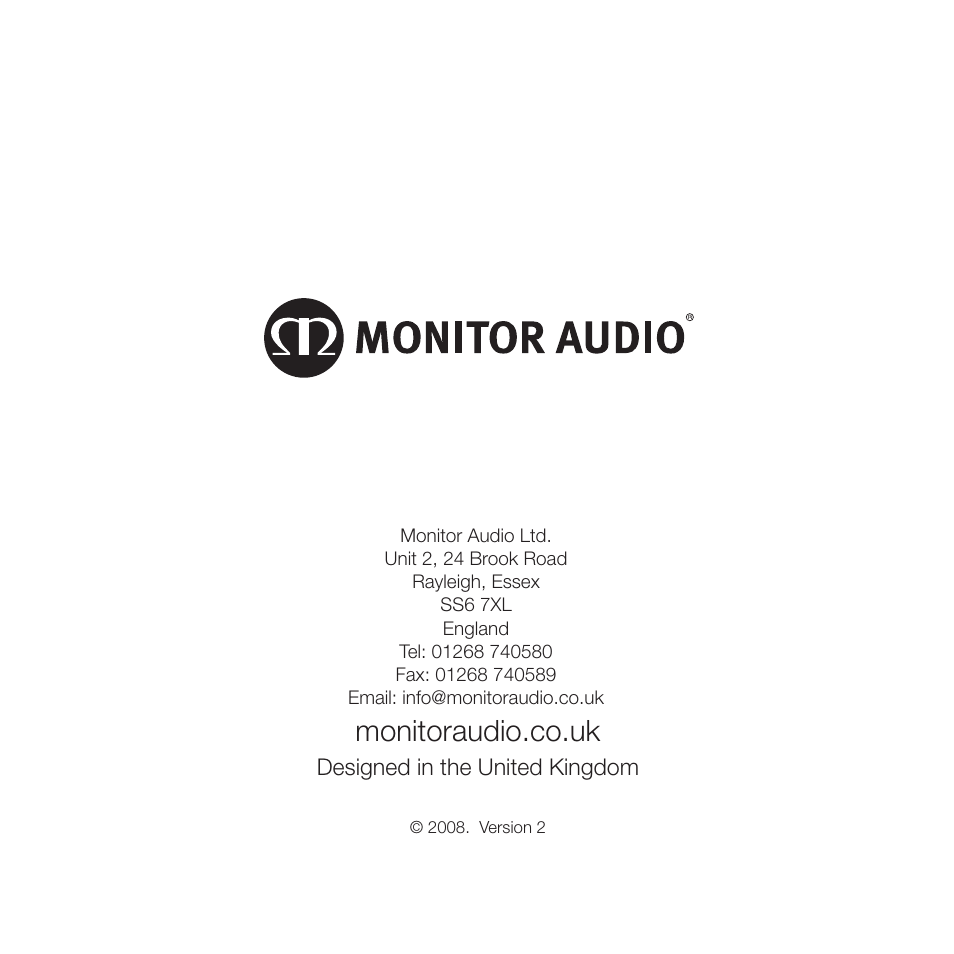 Monitoraudio.co.uk, Designed in the united kingdom | Monitor Audio RADIUS 45 User Manual | Page 16 / 16