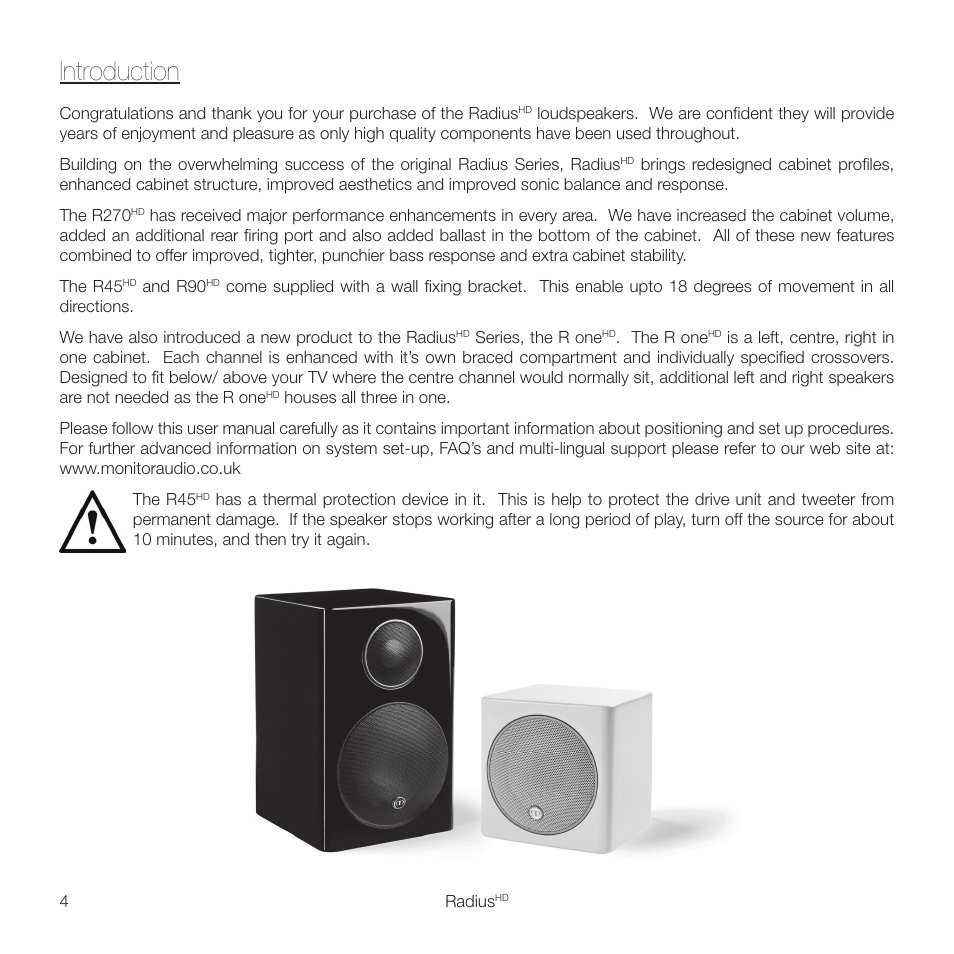 Introduction | Monitor Audio RADIUS 45 User Manual | Page 6 / 16