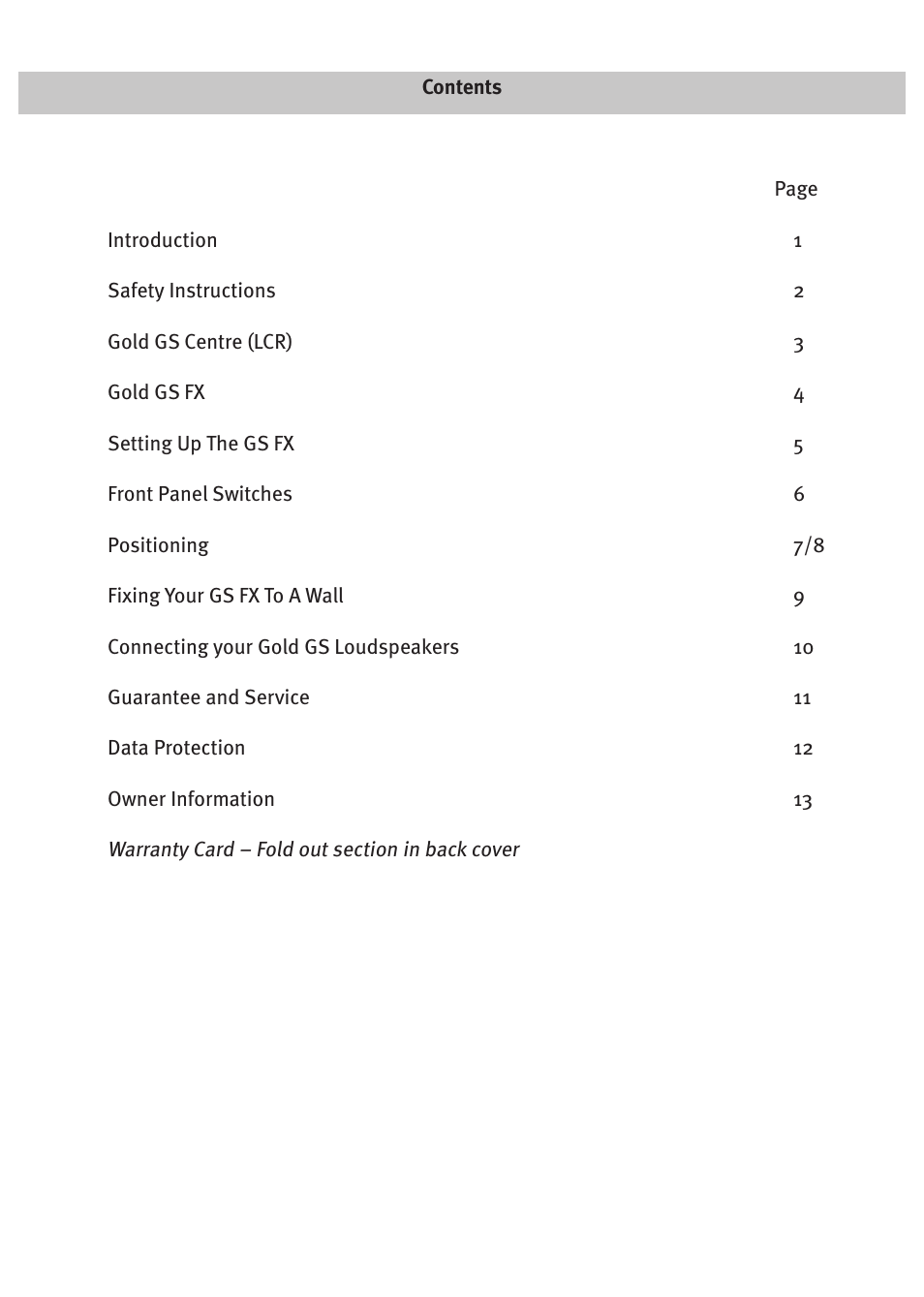 Monitor Audio GOLD SIGNATURE GS FX User Manual | Page 2 / 16