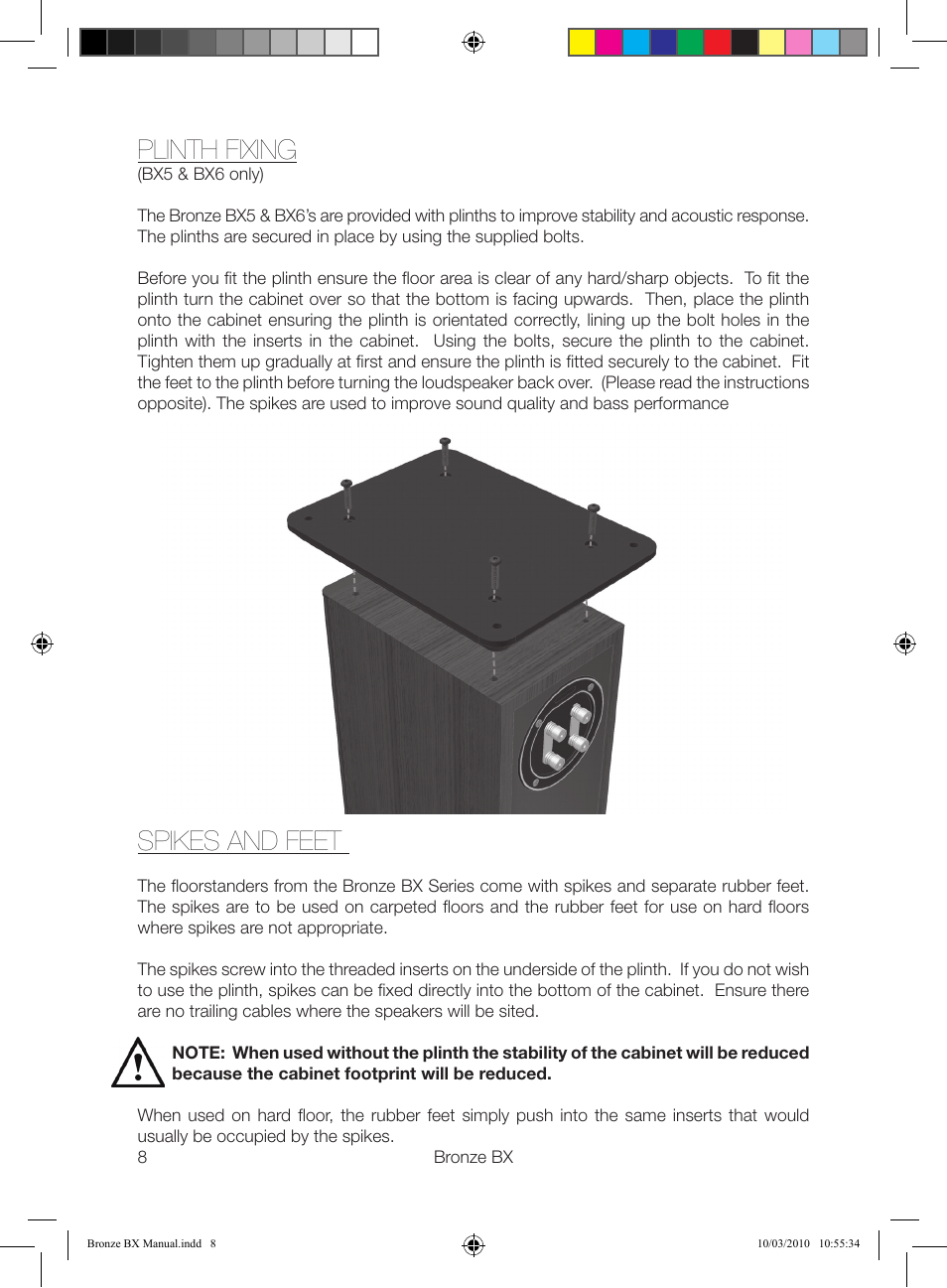 Plinth fixing, Spikes and feet | Monitor Audio BX Series User Manual | Page 10 / 16