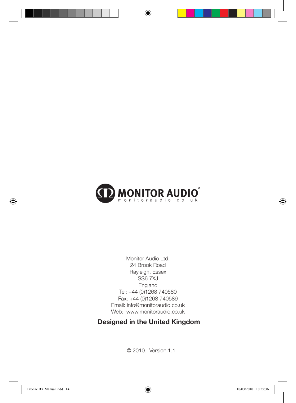 Designed in the united kingdom | Monitor Audio BX Series User Manual | Page 16 / 16