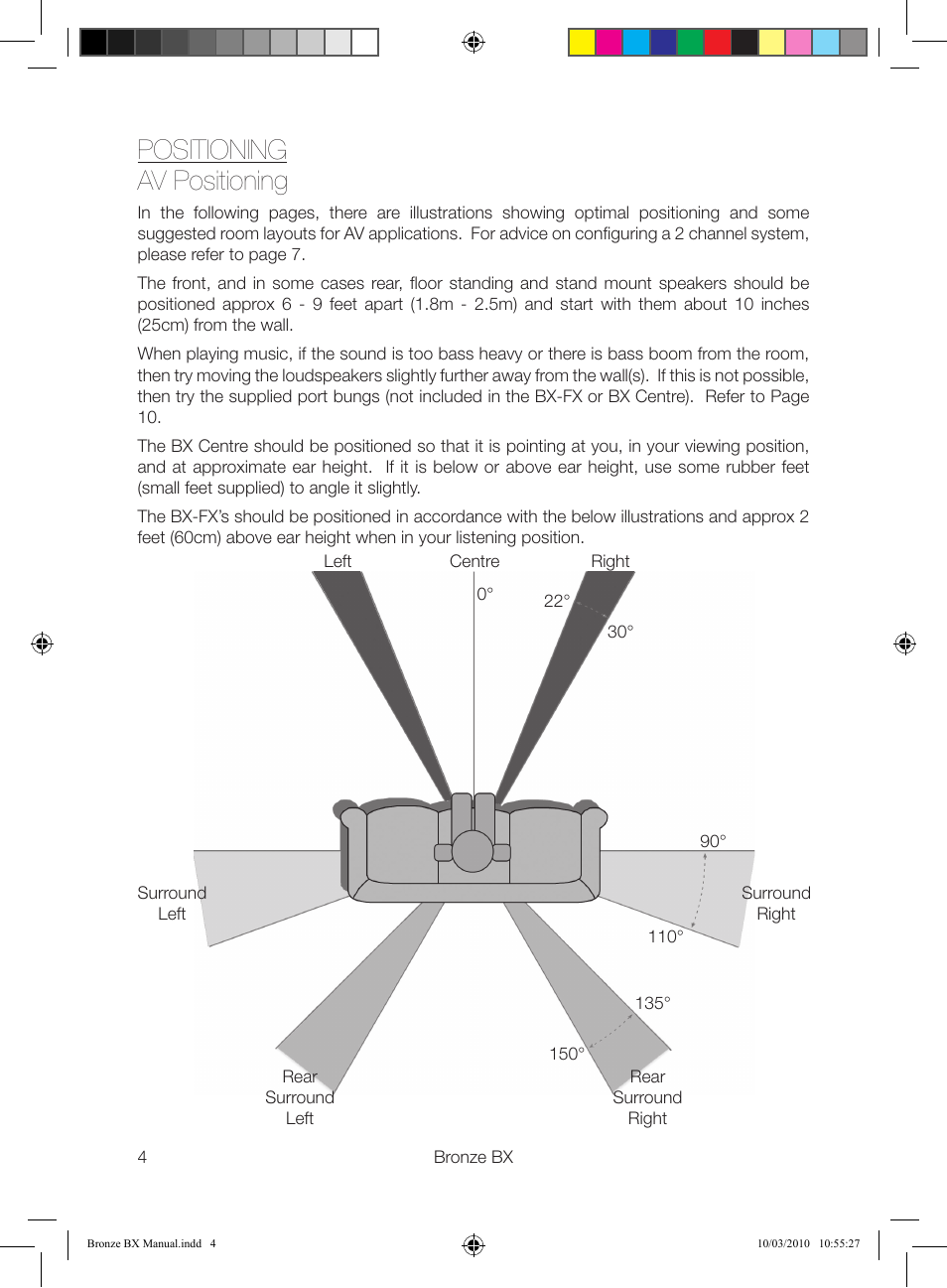 Positioning av positioning | Monitor Audio BX Series User Manual | Page 6 / 16