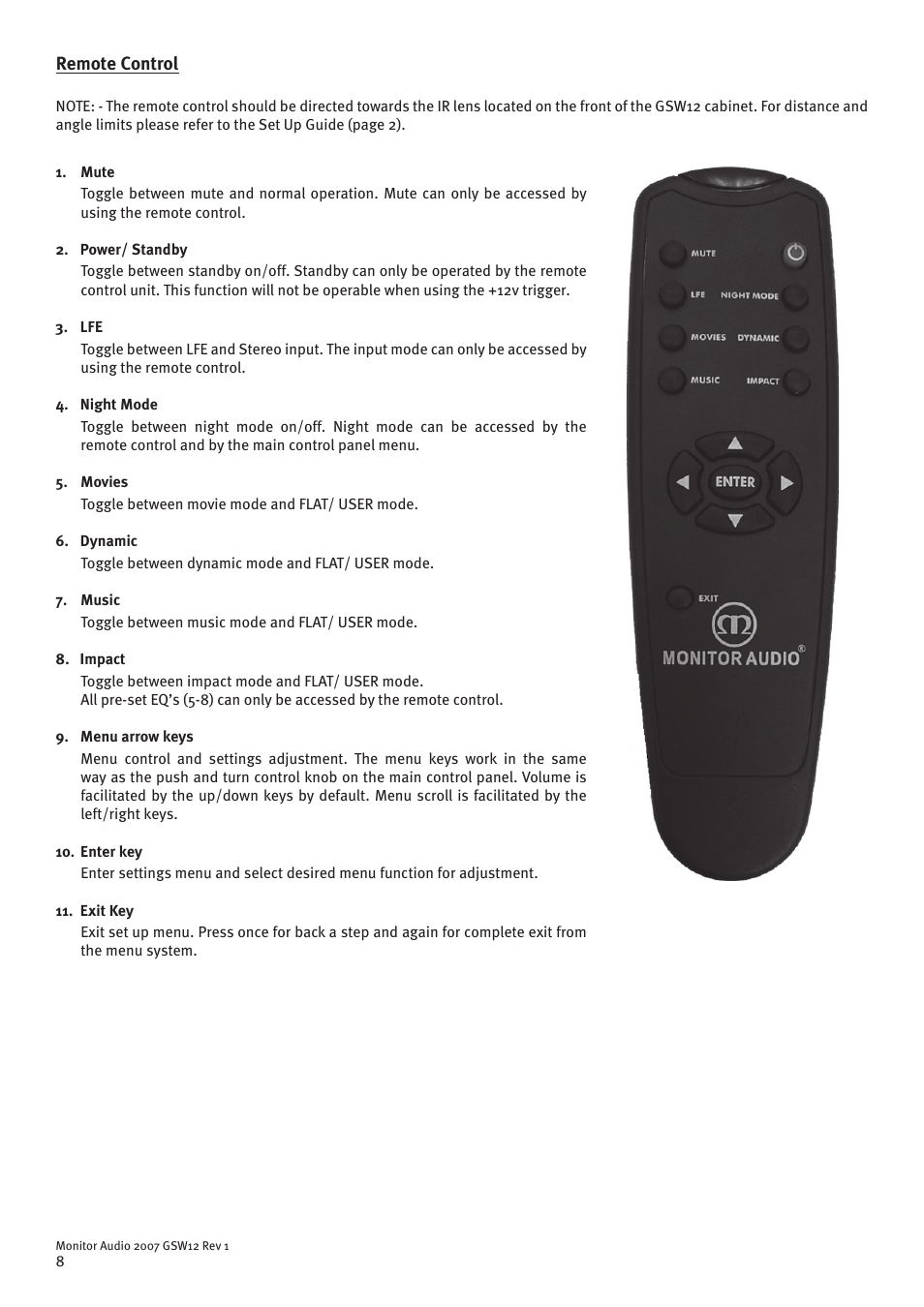 Monitor Audio GSW12 User Manual | Page 10 / 18