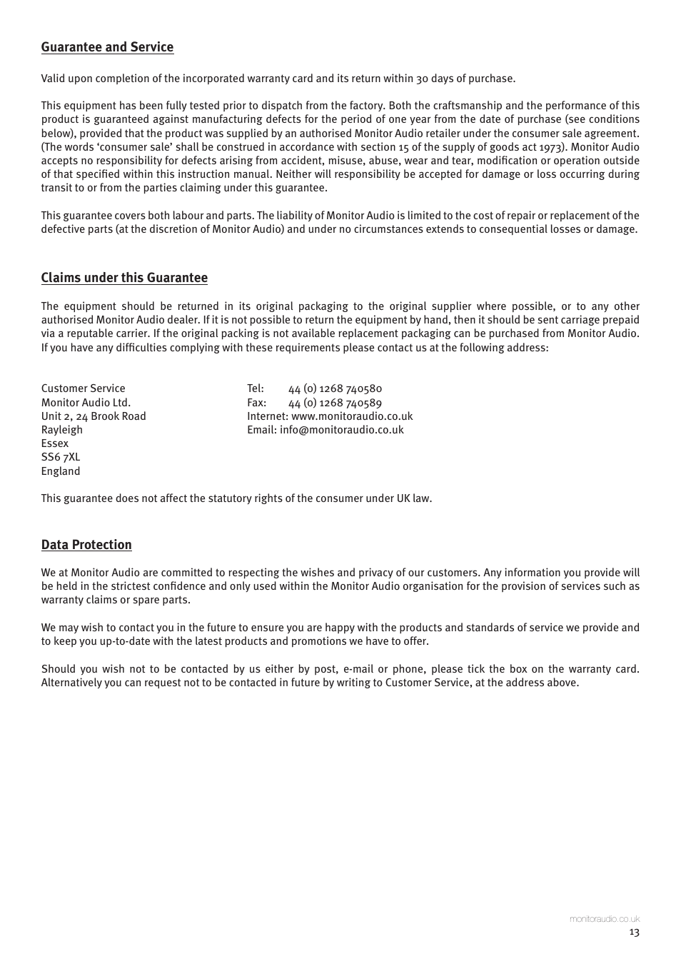 Monitor Audio GSW12 User Manual | Page 15 / 18