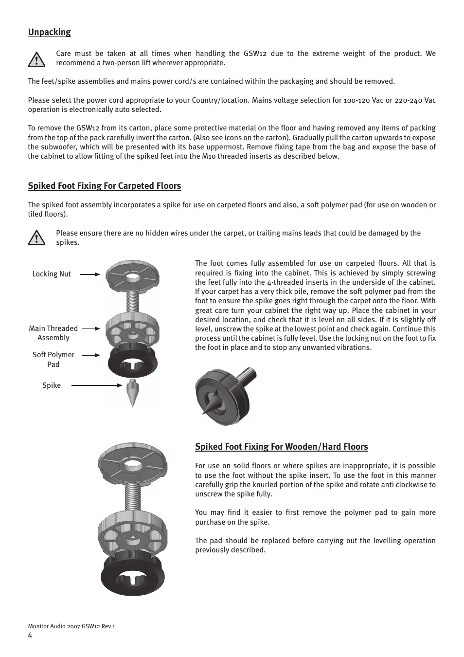 Monitor Audio GSW12 User Manual | Page 6 / 18