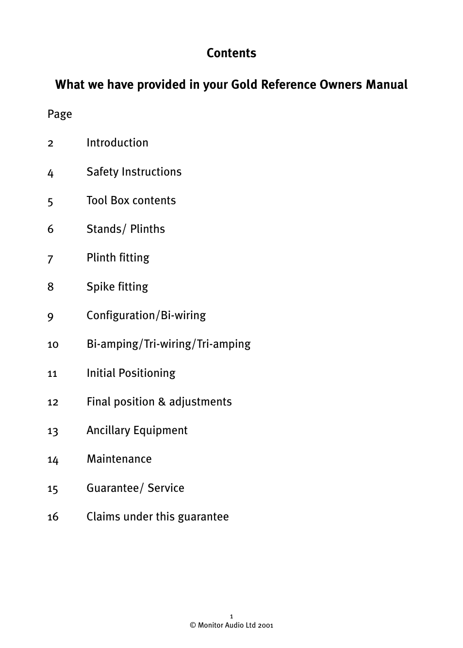 Monitor Audio GR10 User Manual | 18 pages