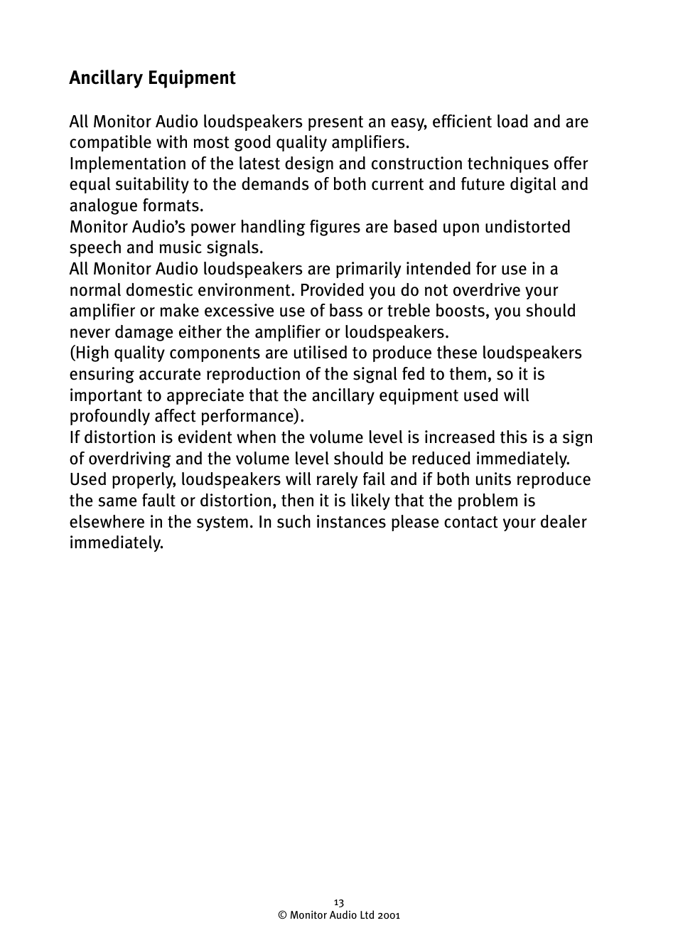Ancillary equipment | Monitor Audio GR10 User Manual | Page 13 / 18