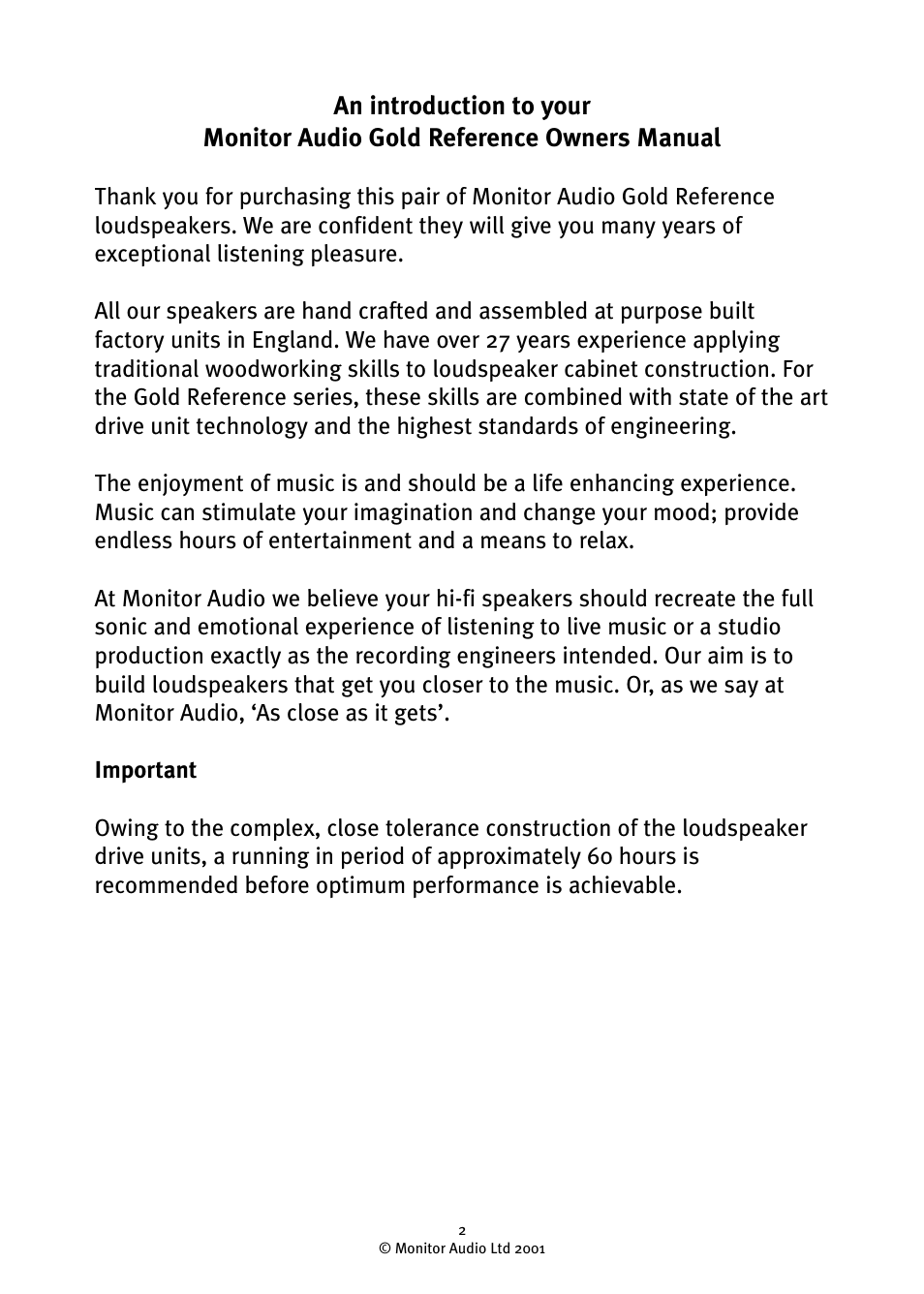 Monitor Audio GR10 User Manual | Page 2 / 18