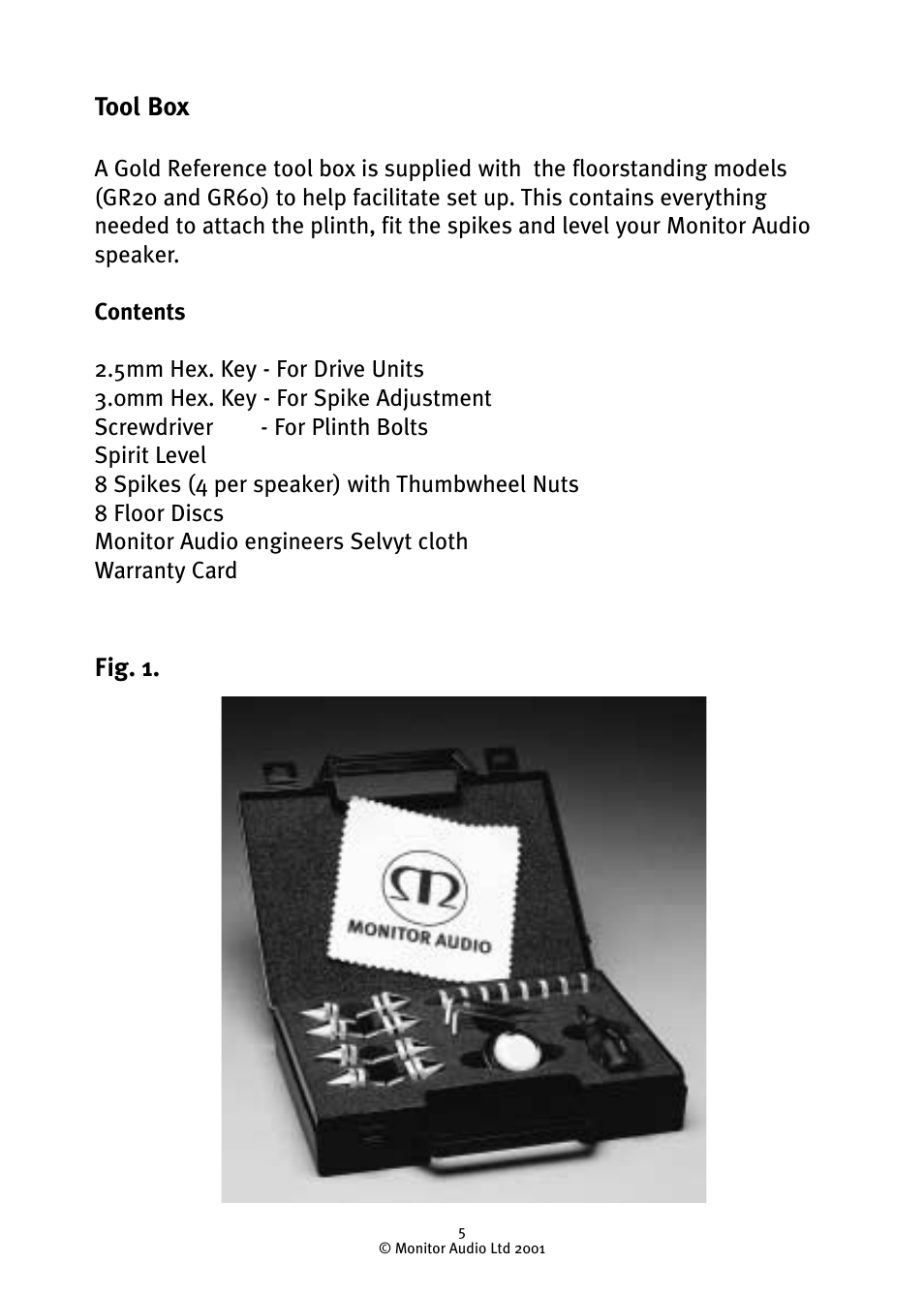 Tool box, Fig. 1 | Monitor Audio GR10 User Manual | Page 5 / 18