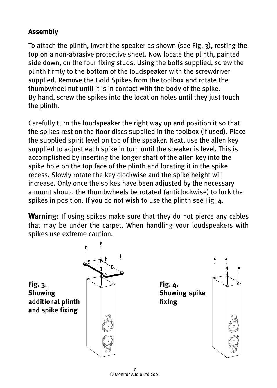 Warning | Monitor Audio GR10 User Manual | Page 7 / 18