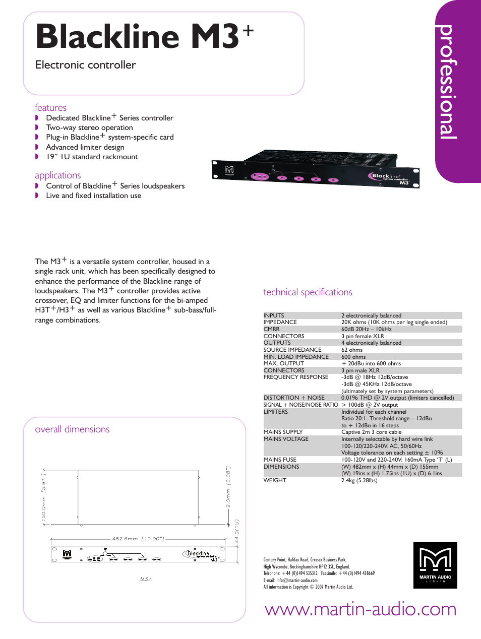 Martin Audio Blackline M3+ User Manual | 1 page