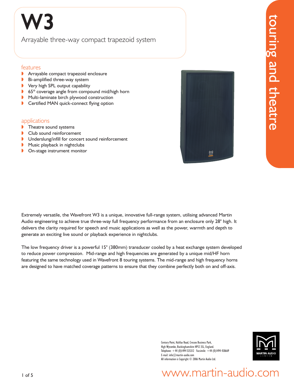 Martin Audio WW33 User Manual | 5 pages
