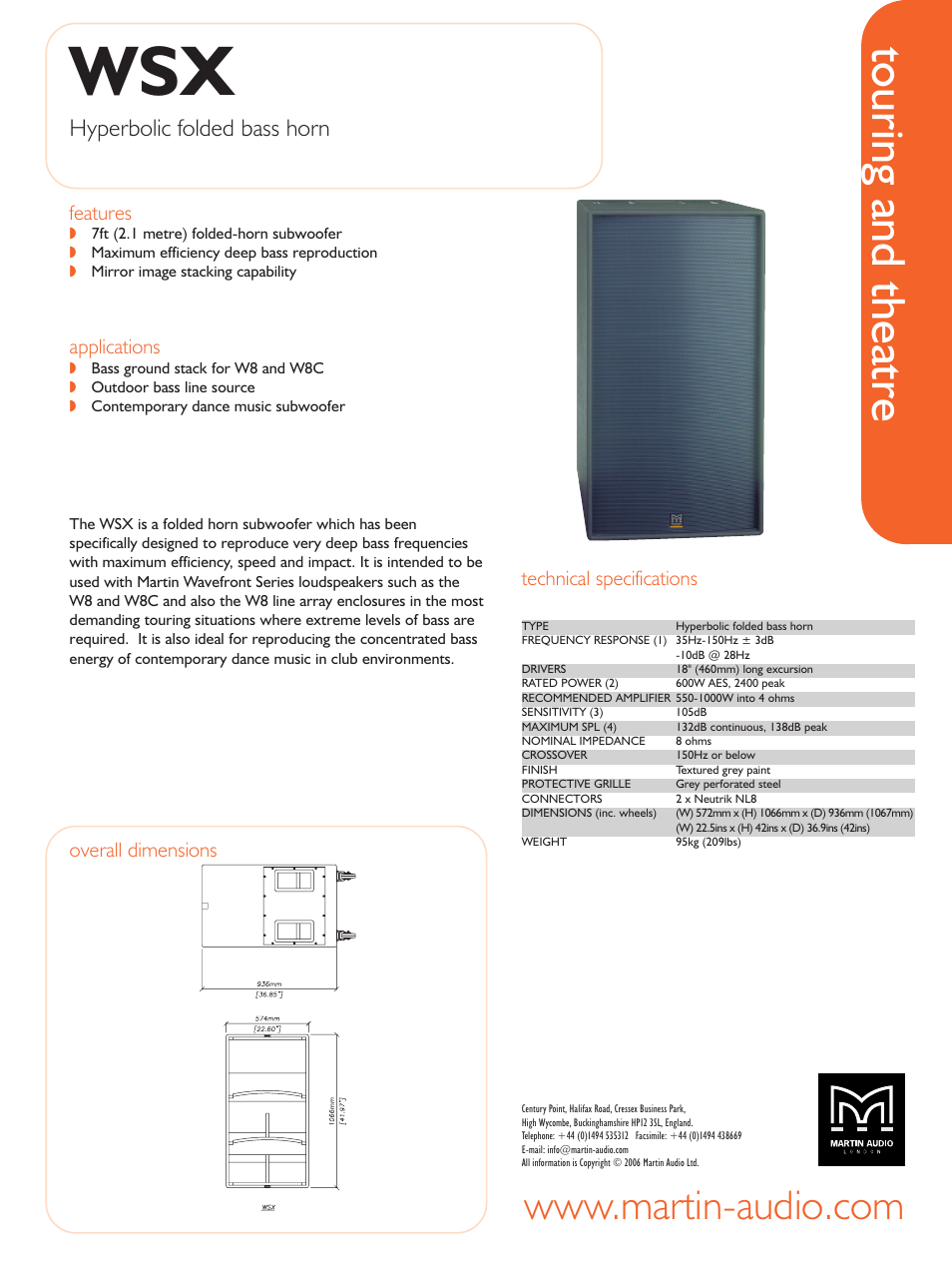 Martin Audio WSX User Manual | 1 page