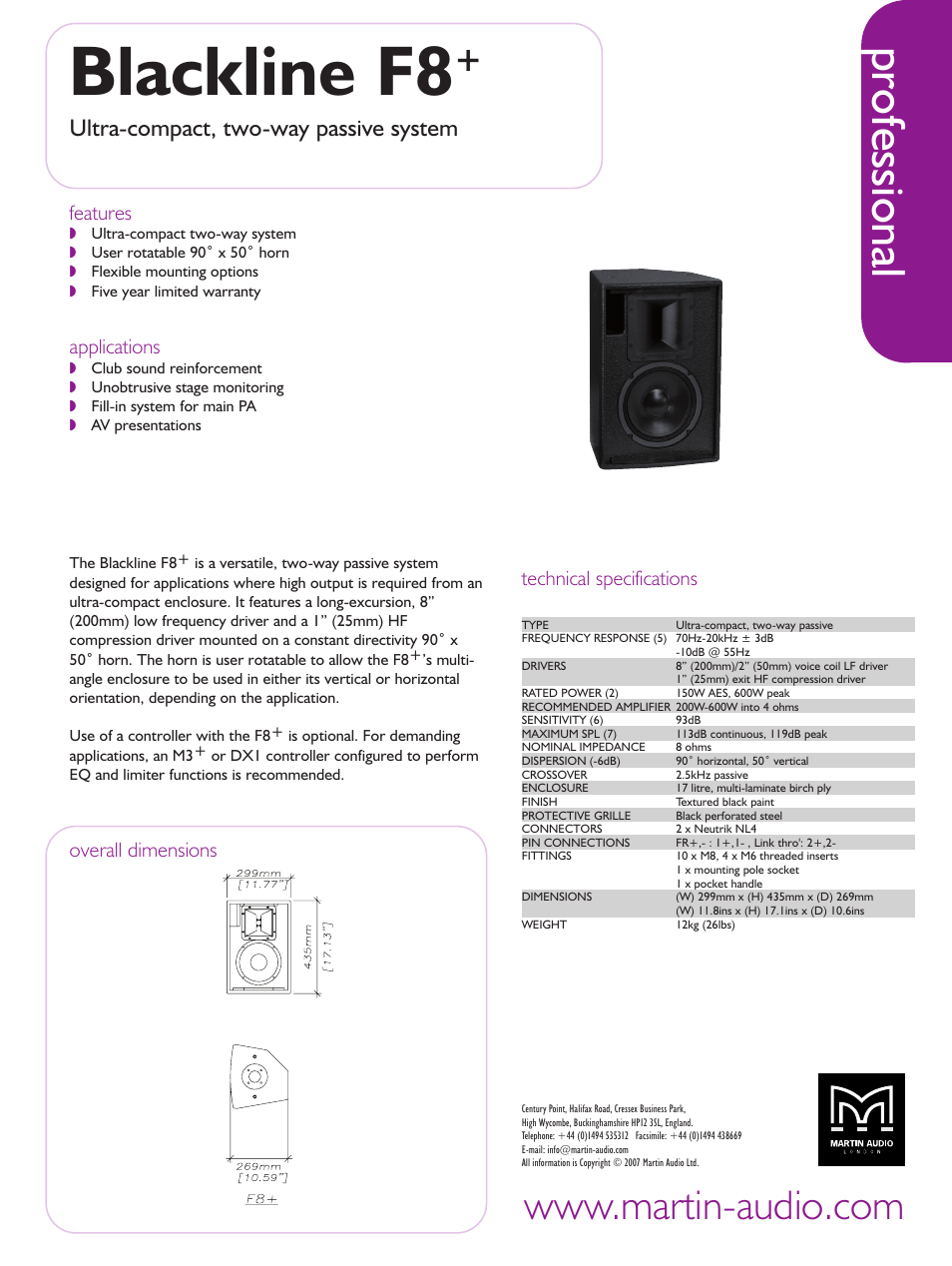 Martin Audio Ultra-Compact User Manual | 1 page