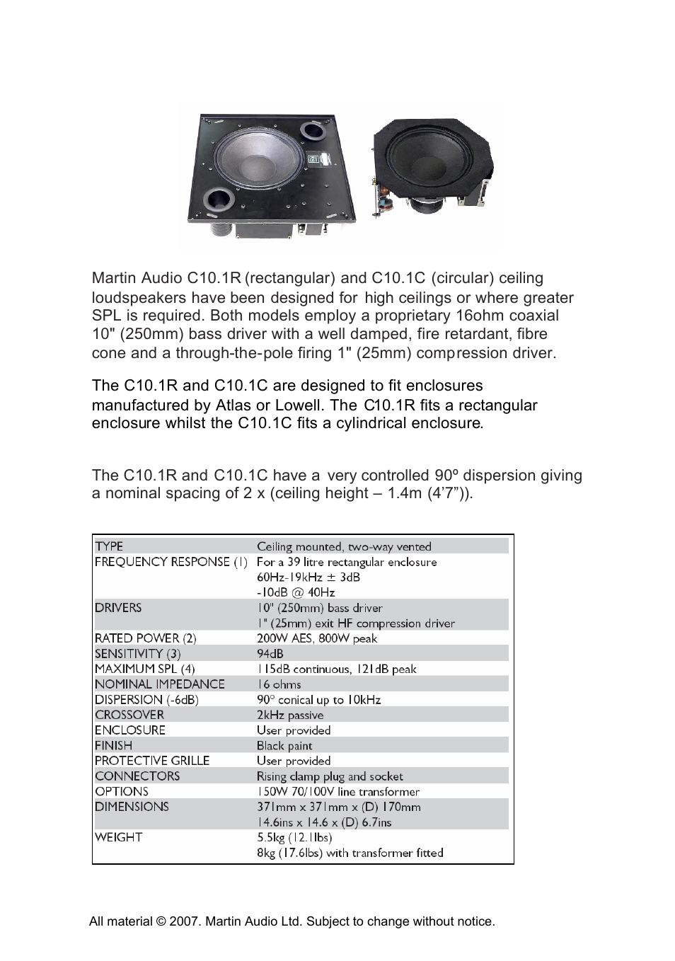 Martin Audio CS10 User Manual | Page 8 / 13