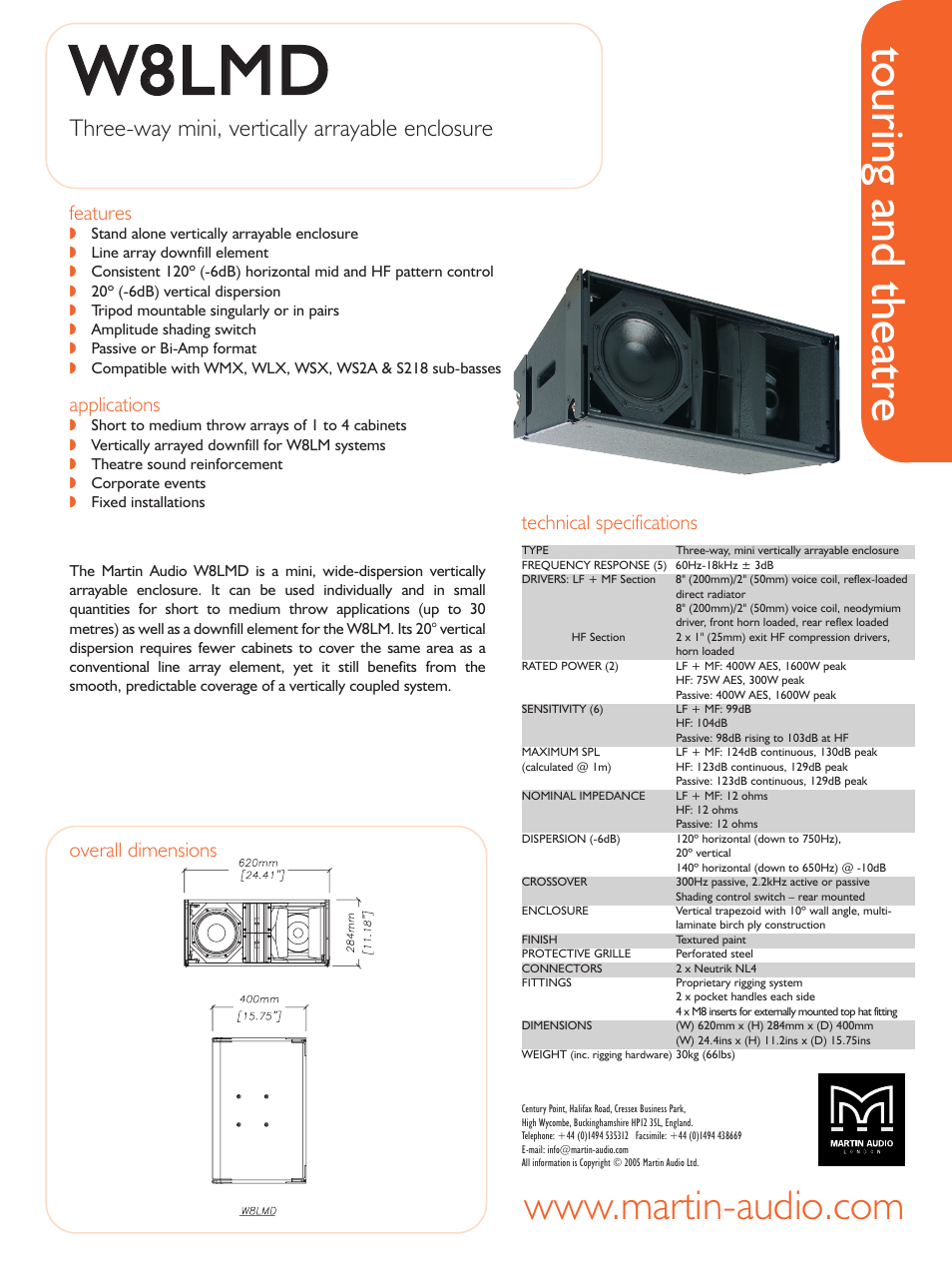 Martin Audio W8LMD User Manual | 1 page