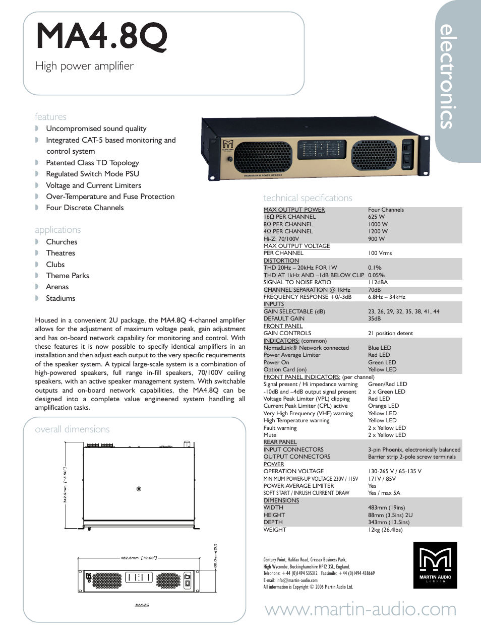 Martin Audio MA4.8Q User Manual | 1 page