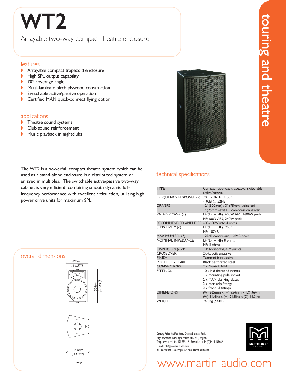 Martin Audio WWTT22 User Manual | 1 page