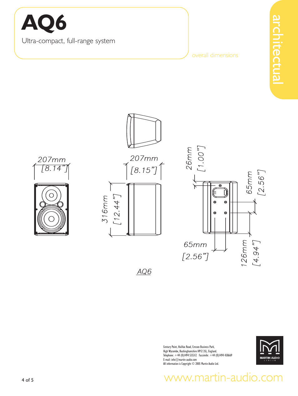 Architectual | Martin Audio AQ6 User Manual | Page 4 / 5