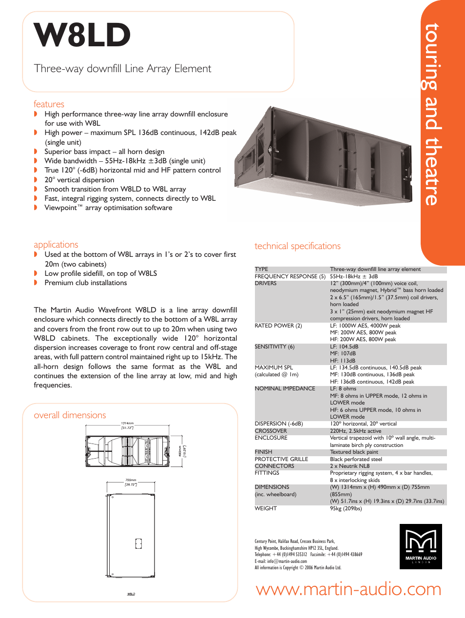 Martin Audio W8LD User Manual | 1 page