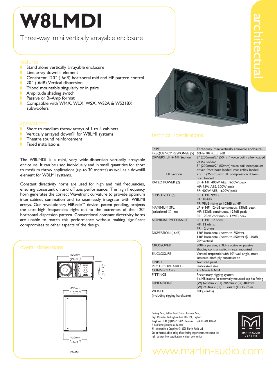 Martin Audio W8LMDI User Manual | 1 page