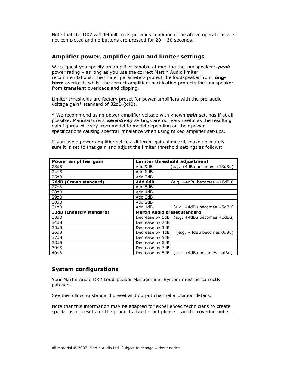 System configurations | Martin Audio DX2 User Manual | Page 5 / 116