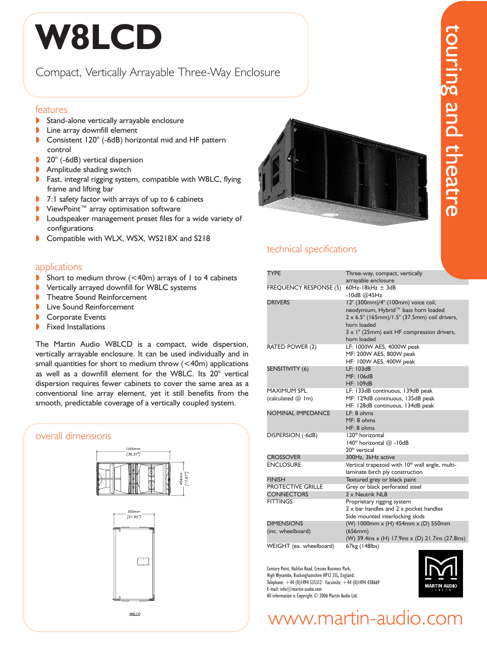 Martin Audio W8LCD User Manual | 1 page