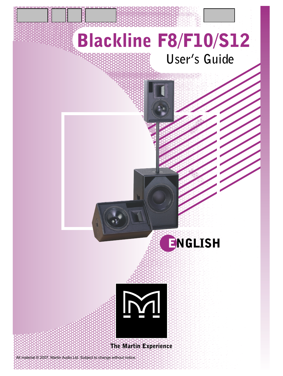 User’s guide, English | Martin Audio S12 User Manual | Page 15 / 15