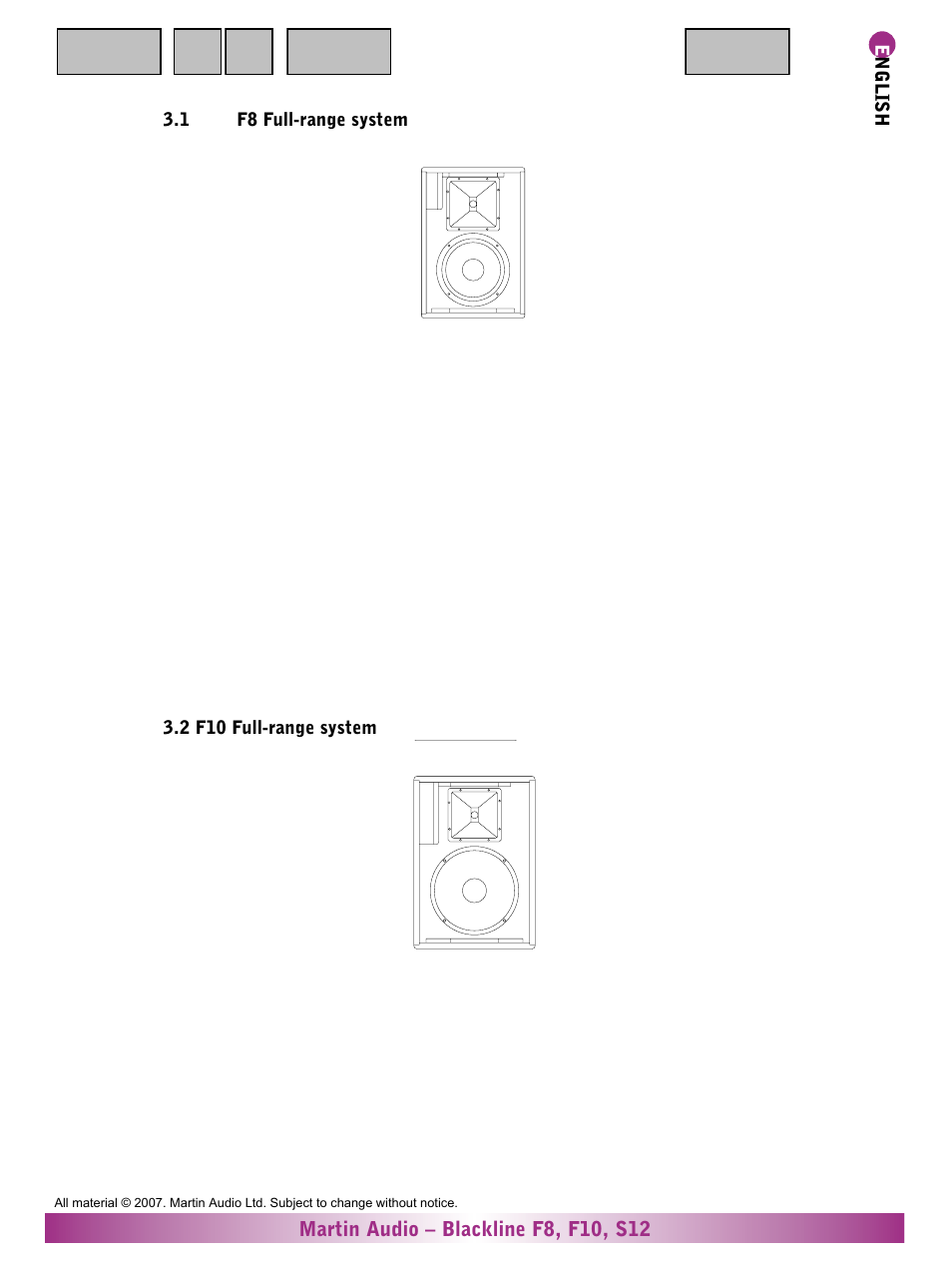 1 f8 full-range system, 2 f10 full-range system | Martin Audio S12 User Manual | Page 3 / 15
