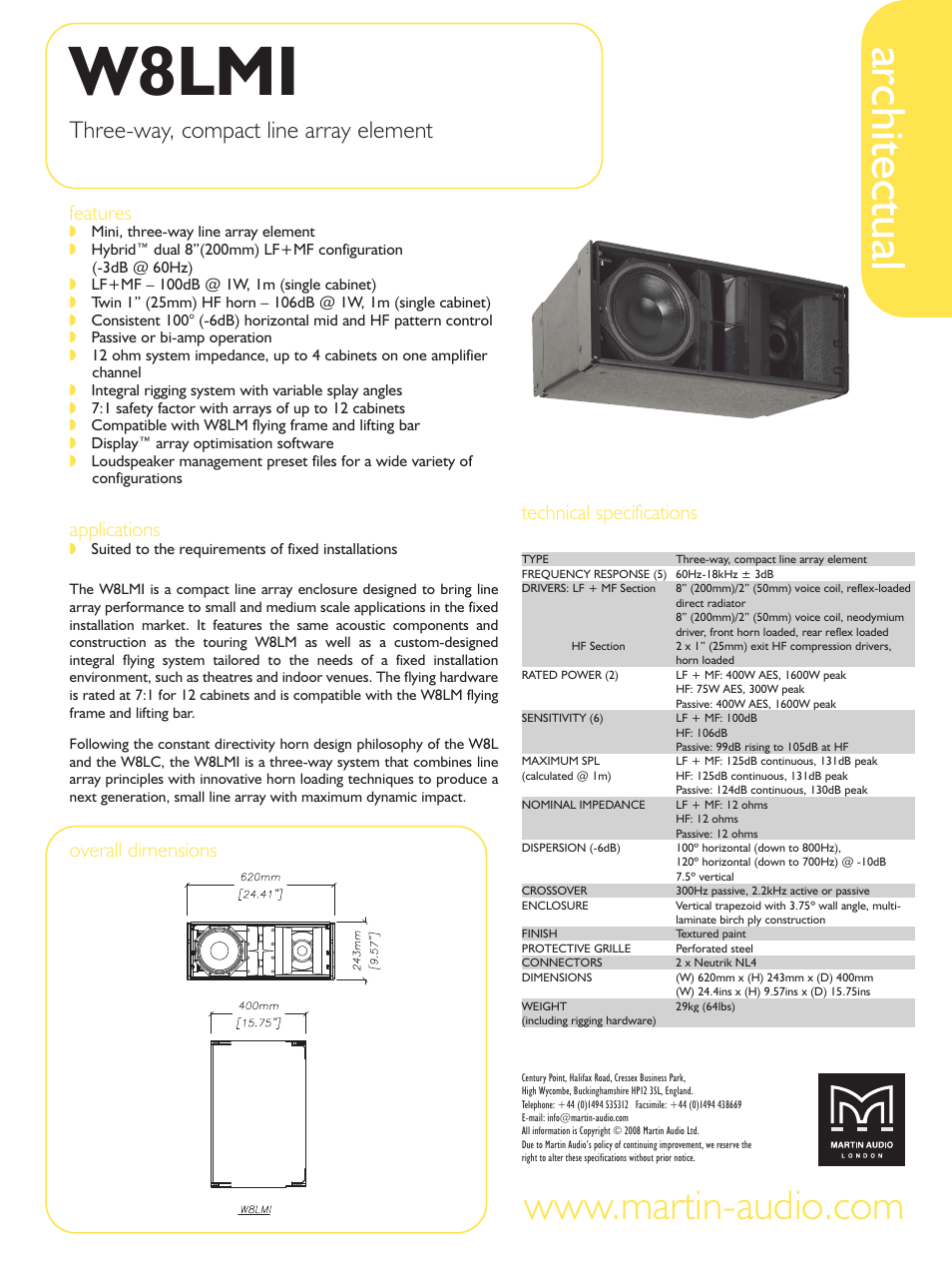 Martin Audio W8LMI User Manual | 1 page