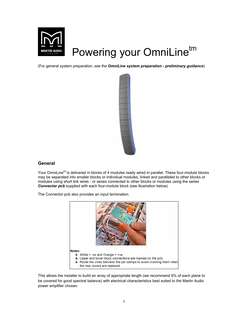 Powering your omniline | Martin Audio OmniLine Portable Speaker User Manual | Page 2 / 15