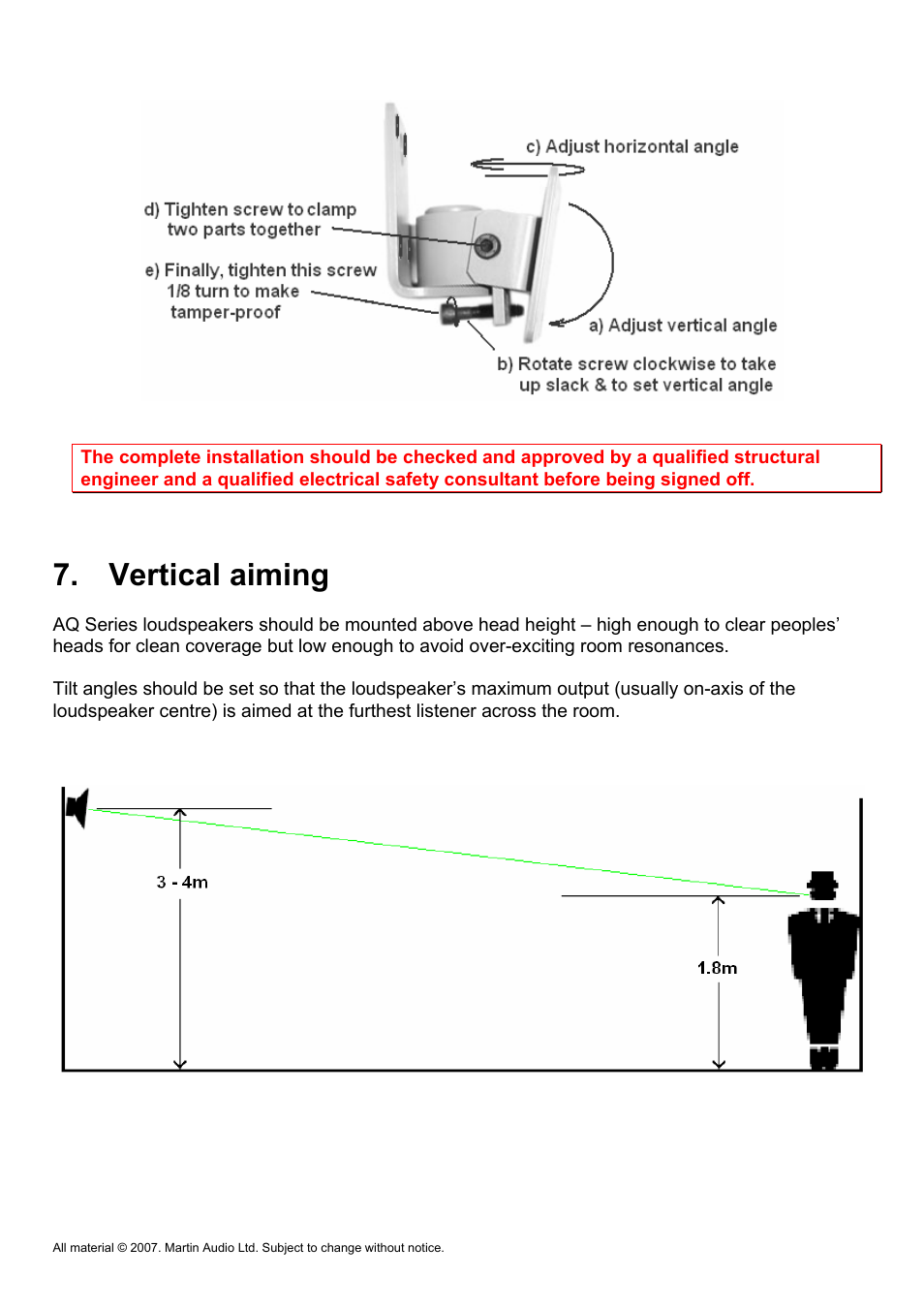 Vertical aiming | Martin Audio AQ Series User Manual | Page 15 / 49