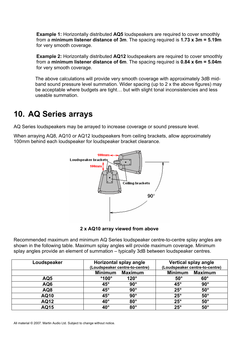 Aq series arrays | Martin Audio AQ Series User Manual | Page 18 / 49