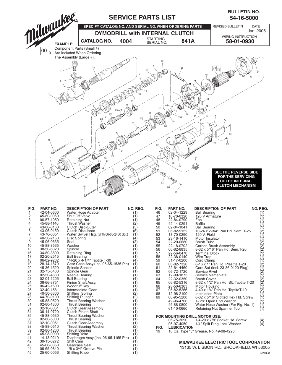 Milwaukee 58-01-0930 User Manual | 2 pages