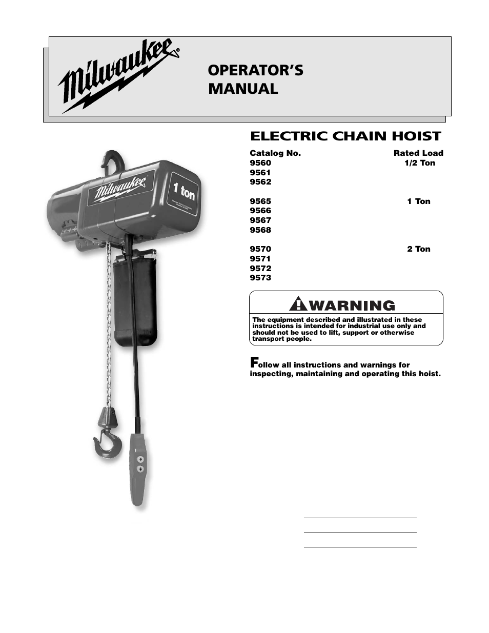 Milwaukee 9568 User Manual | 32 pages