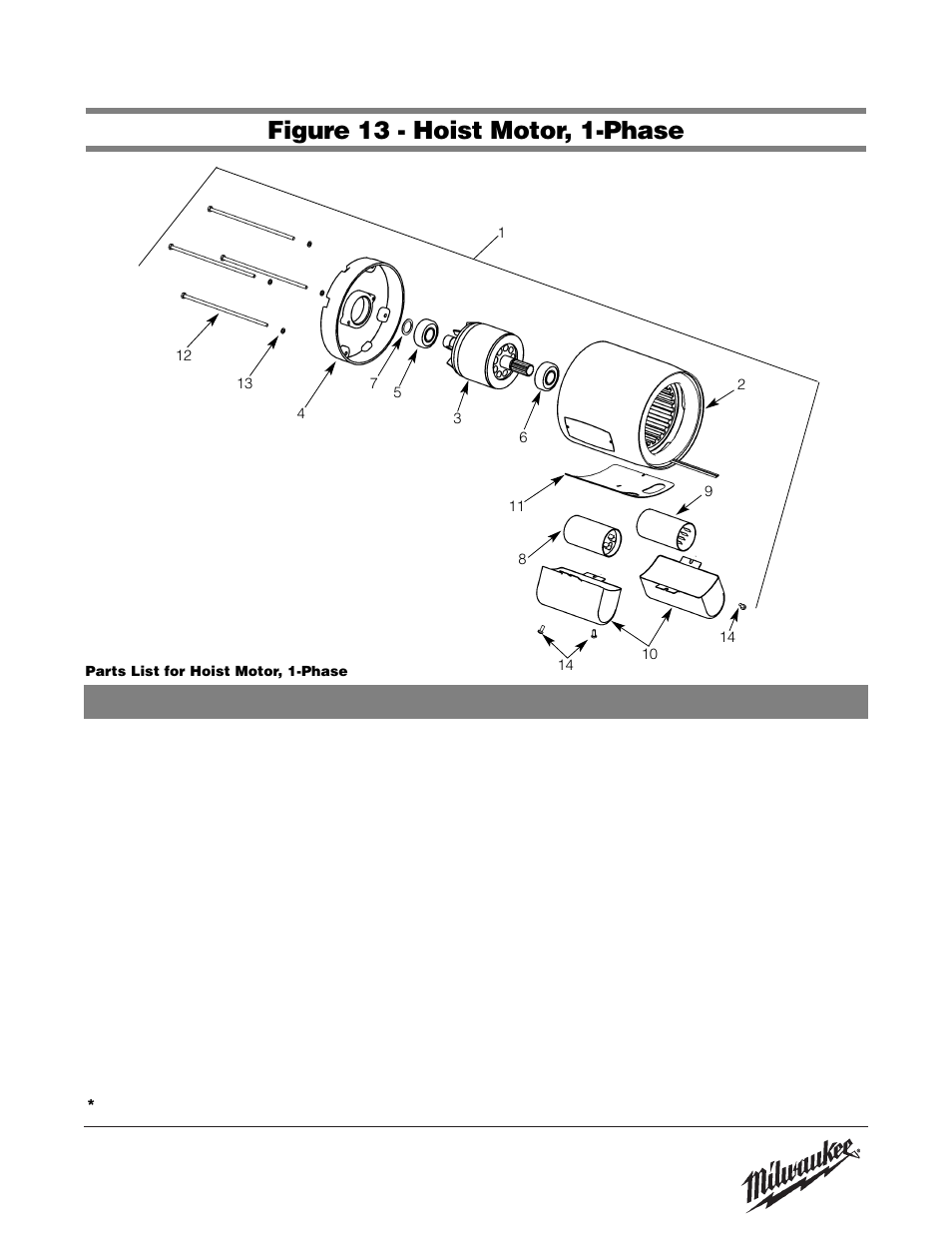 Figure 13 - hoist motor, 1-phase | Milwaukee 9568 User Manual | Page 18 / 32