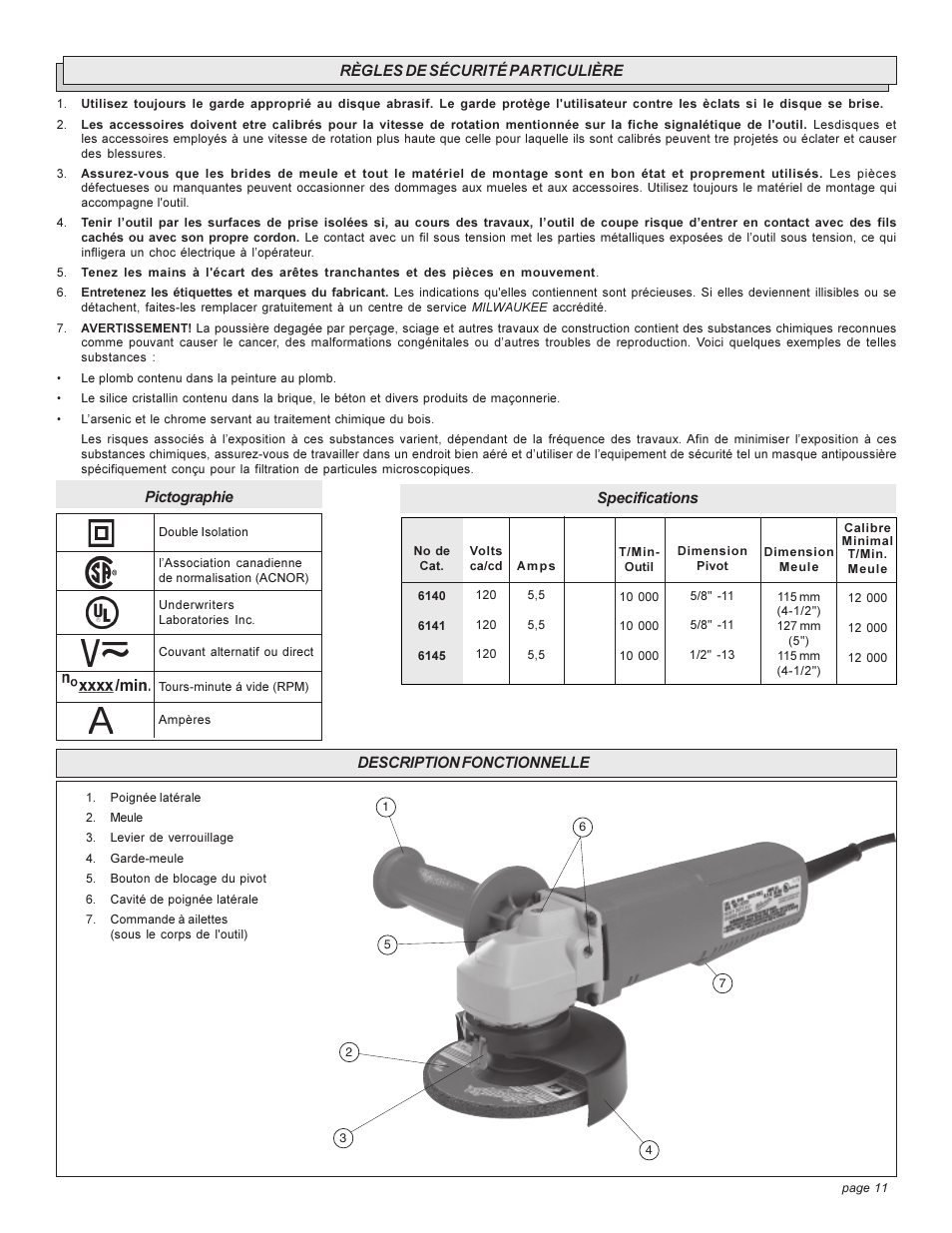 Milwaukee angle grinder User Manual | Page 11 / 28