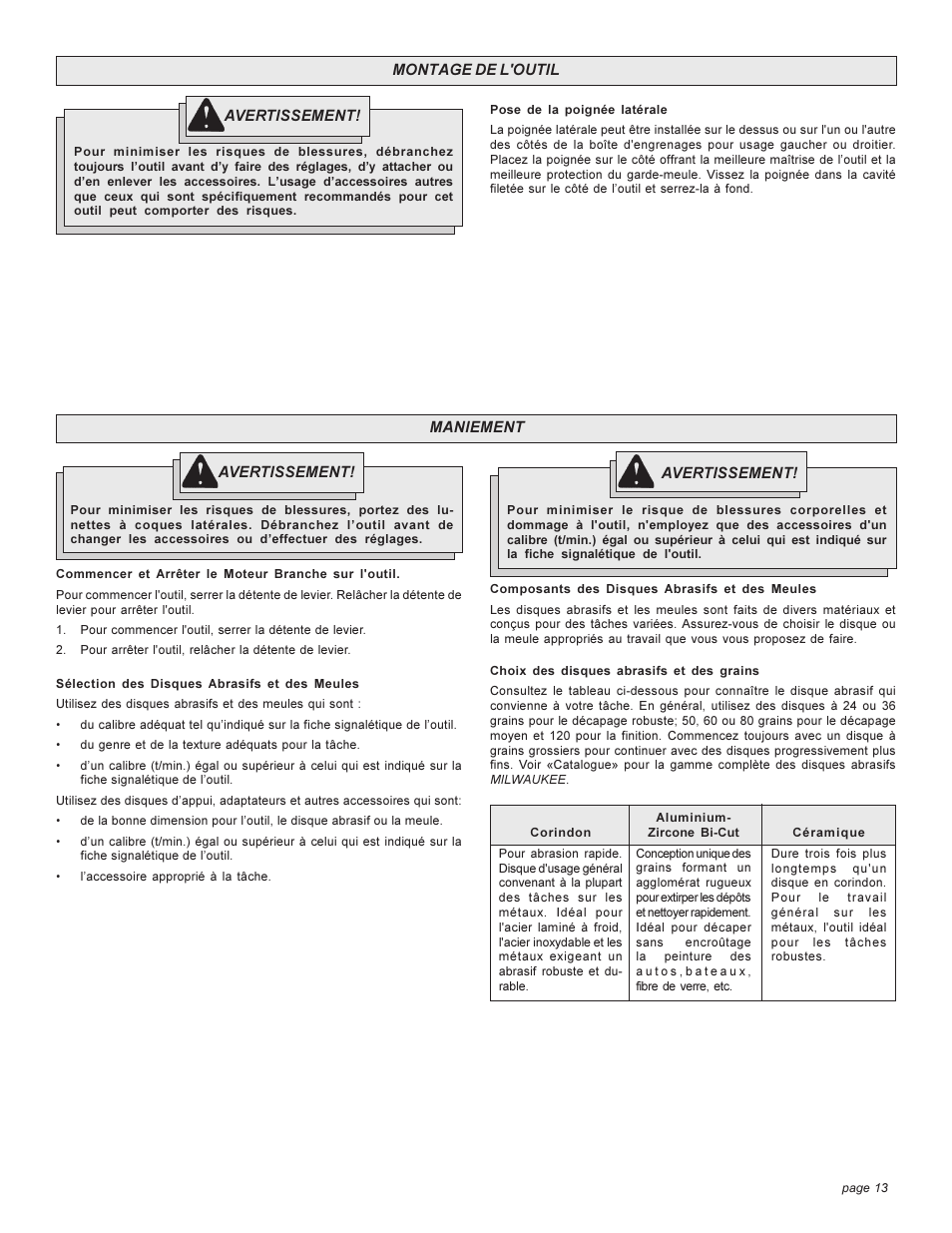 Milwaukee angle grinder User Manual | Page 13 / 28
