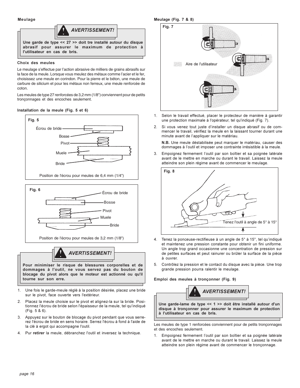 Milwaukee angle grinder User Manual | Page 16 / 28