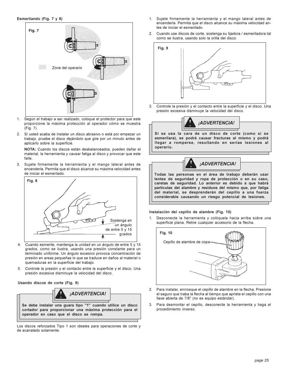 Milwaukee angle grinder User Manual | Page 25 / 28