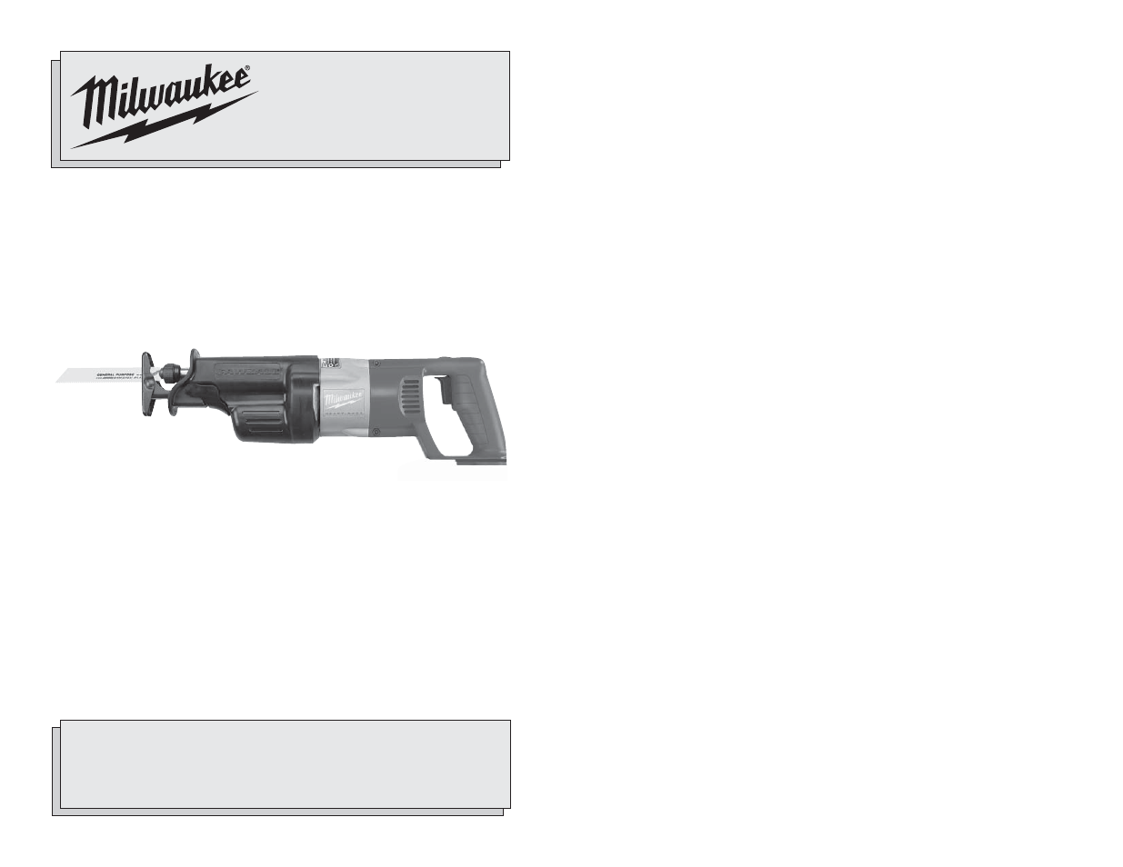 Milwaukee 18 Volt Sawzall User Manual | 17 pages