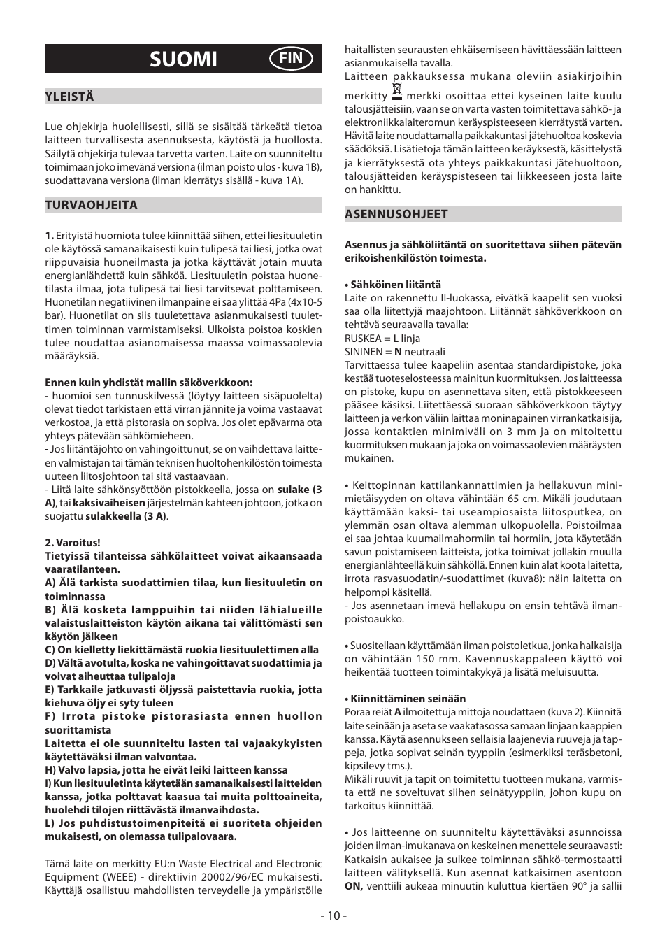 Suomi | DeLonghi KD-LN60 User Manual | Page 10 / 48