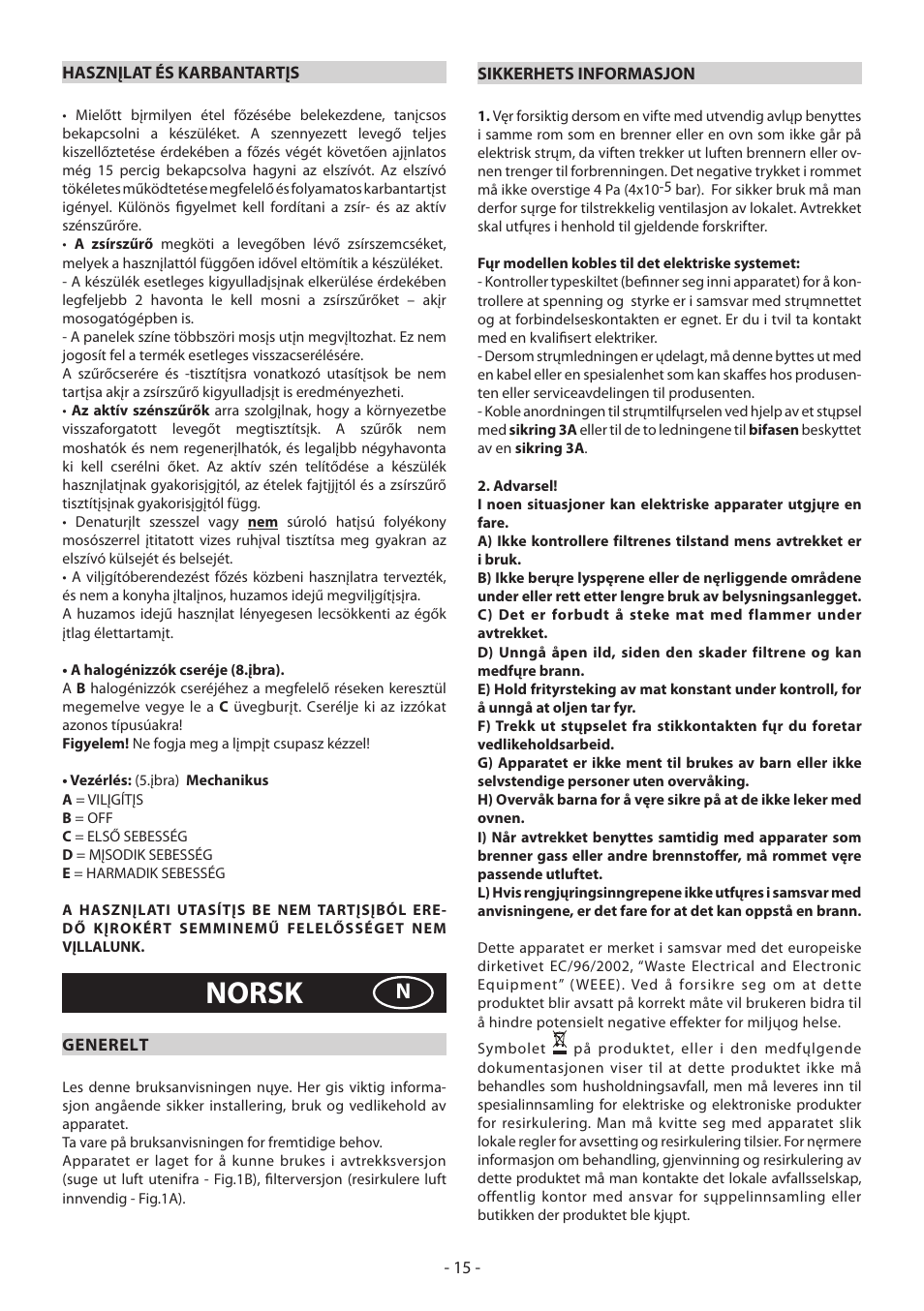 Norsk | DeLonghi KD-LN60 User Manual | Page 15 / 48