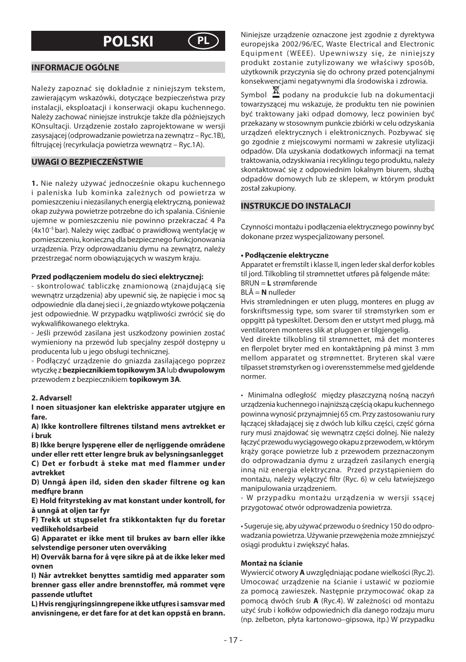 Polski | DeLonghi KD-LN60 User Manual | Page 17 / 48