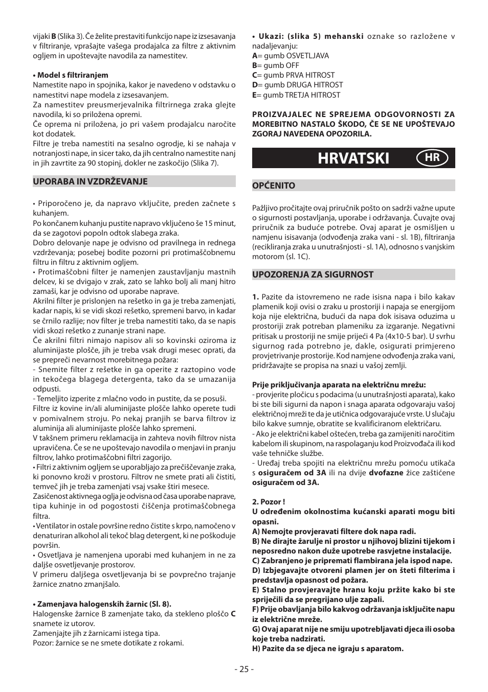 Hrvatski | DeLonghi KD-LN60 User Manual | Page 25 / 48