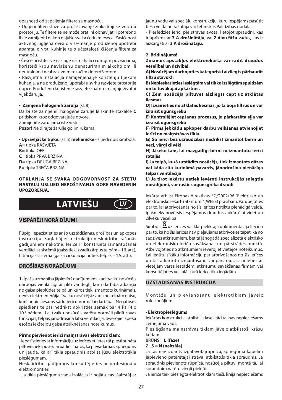 Latviešu | DeLonghi KD-LN60 User Manual | Page 27 / 48