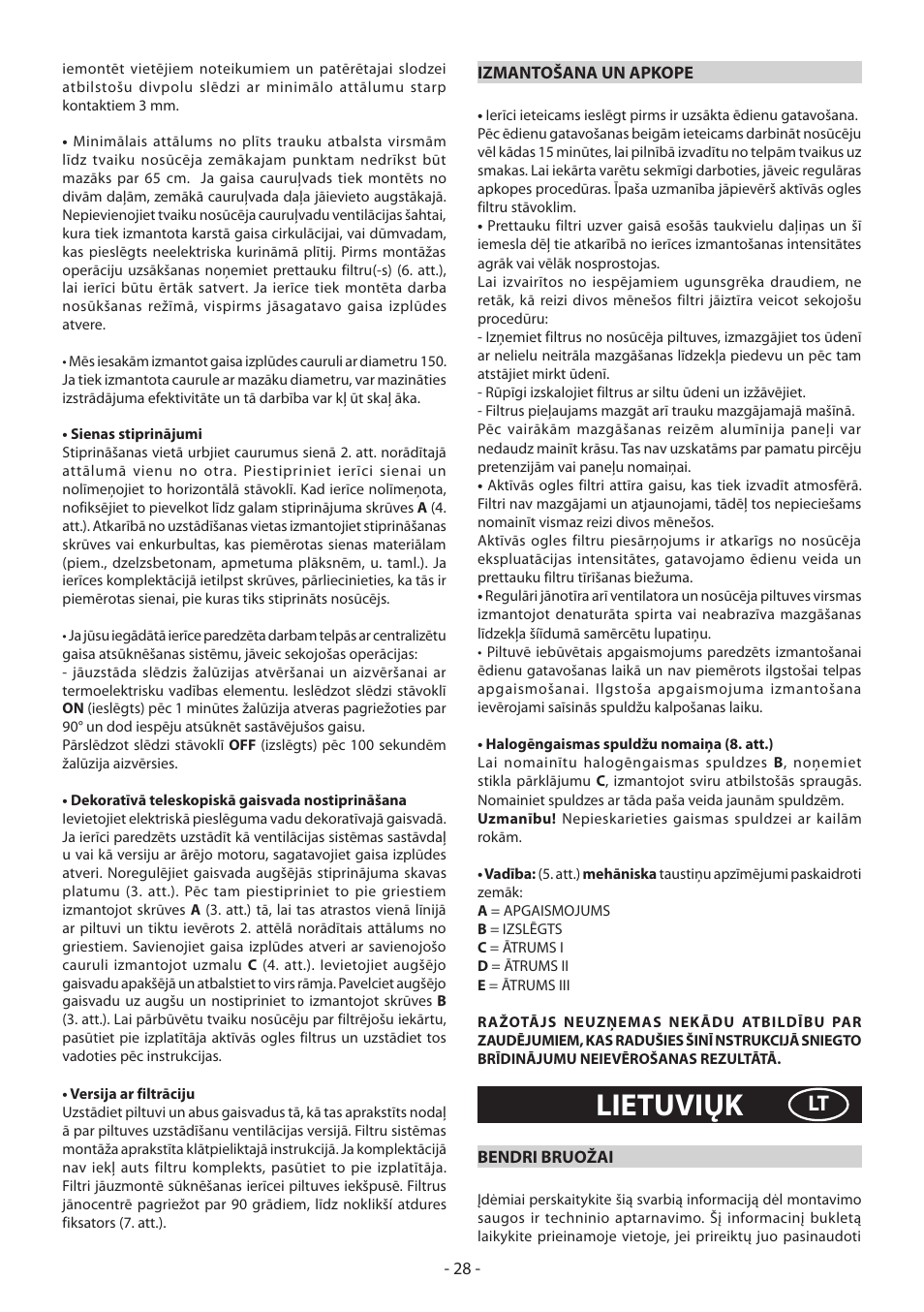 Lietuviųk | DeLonghi KD-LN60 User Manual | Page 28 / 48