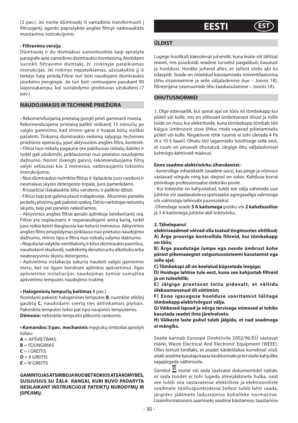 Eesti | DeLonghi KD-LN60 User Manual | Page 30 / 48