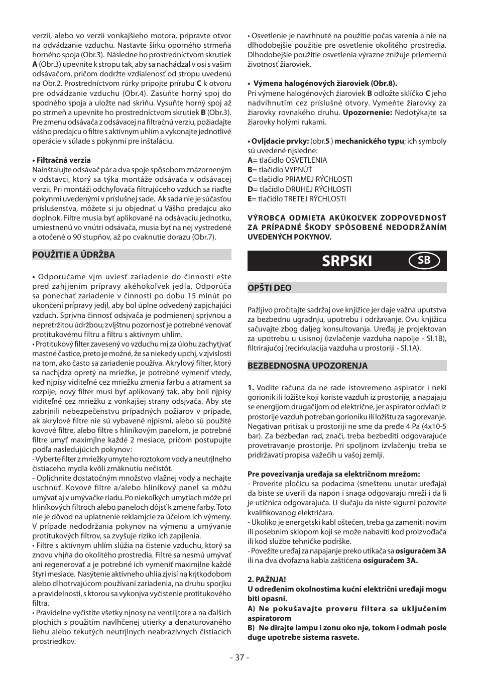 Srpski | DeLonghi KD-LN60 User Manual | Page 37 / 48